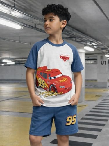 Image of Nap Chief Kids Cotton Official Disney Characters Print Co-Ord Set for Boys & Girls | Half Sleeve T-Shirt & Shorts Set | Soft Casual Summer Wear