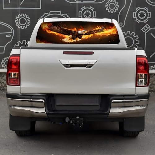 Image of Back Window Decals for Trucks - 65x17.3 in American Flag Window Decal Rear Window Decals for Truck Decor, Creative Truck Rear Window Decal for Personalized Decoration - Eagle-13-S