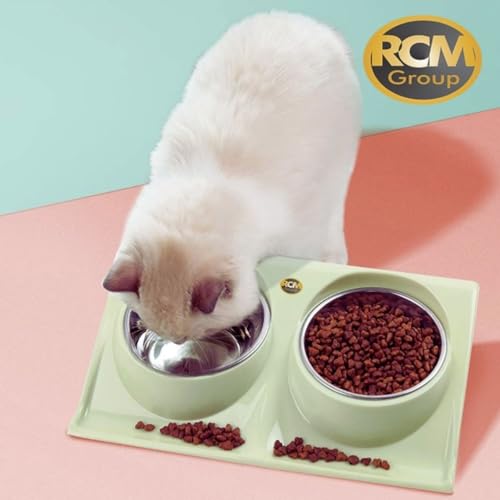 RCM Group® - Comedouro e Bebedouro Elevado Duplo Para Pets Gatos Cães Pequeno Porte Filhotes Tigelas