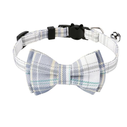 Occupiedpet Pet Collar, Safe Release Buckle Adjustable Fabric Neckband with Bell and Bow Tie, for Small Cats and Dogs, 8.27-10.63 Inches