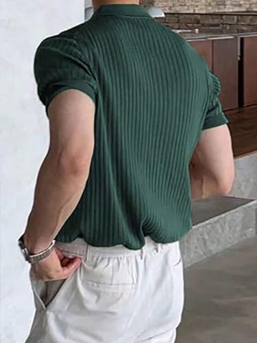 Men's Classic Regular-Fit Polo Shirt Men's Solid Color Fine Ribbed Shirt2