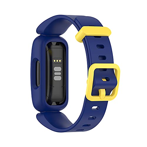 Panda Bobo Compatible with Fitbit Ace 3 for Kids Soft Silicone Waterproof Bracelet Accessories Sports Watch Strap (Dark Blue+Yellow) - Image 2