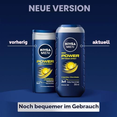NIVEA MEN Power 24 H Fresh Effect 3in1 Anregendes Duschgel Herren 500 ml – Ansicht 4