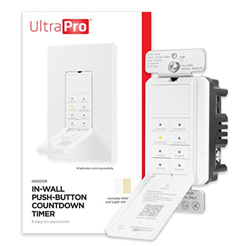 Ultrapro Wall Push Timer, 8 Easy-To-Use Preset, Countdown Options, Manual On/Off Buttons Overrides, Indoor Or Outdoor Lighting – 40989, 1 Pack, White #TOP5