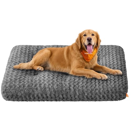 Feandrea Cuccia per Cani, Letto Cuscino per Cani di Grossa Taglia, XXL, Morbido Tappetino di Peluche, 122 x 74 cm, Imbottitura Soffice, Lavabile, Antiscivolo, Grigio Ardesia PGW294GN01