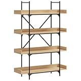 Eleganz Bücherregal 4 Böden aus Holzwerkstoff und Metall in Sonoma-Eiche, 100x33x145,5 cm - Stabiles Regalsystem für Wohnzimmer, Büro oder Kinderzimmer - Platzsparend und langlebig