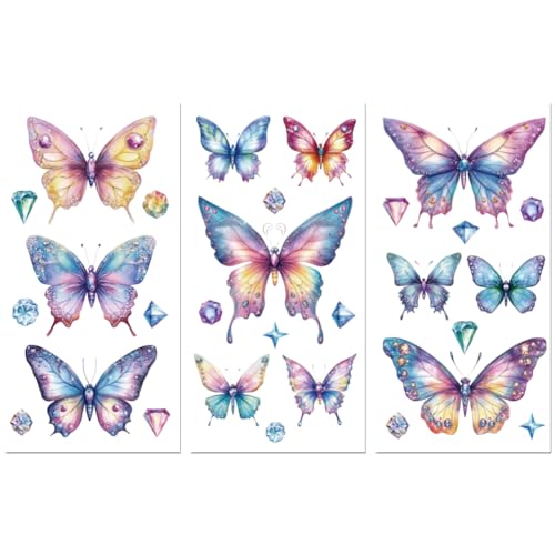 Peacoblue Rub on Transfer Sticker for Furniture Crafts Decor 6"x12" Colorful Glitter Butterfly