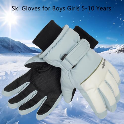 Image of Kids Ski Gloves Winter Warm Glove Outdoor Thermal Snow Finger Mittens for Boys Girls 5-10 Years