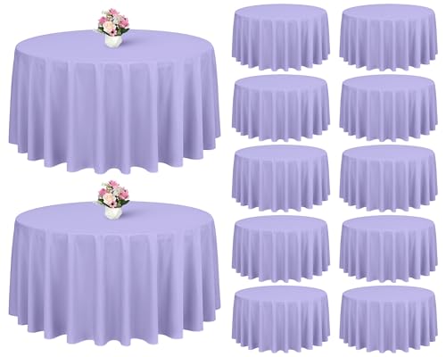 Showgeous 12 Pack Lavender Polyester 120 Inch Round Tablecloths