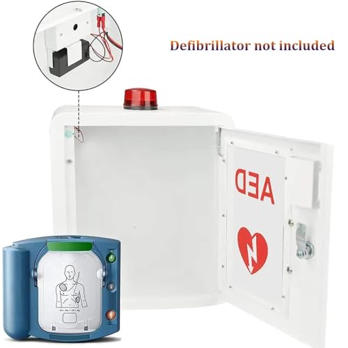 Armario desfibrilador AED - Caja de almacenamiento montada en la pared con luz y alarma para desfibrilación cardíaca en oficinas, hogares de ancianos y espacios públicos