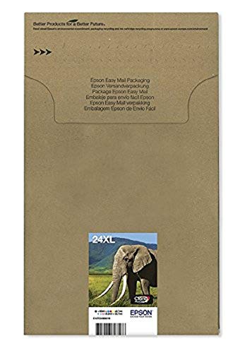 Epson 24 Serie Elefante, Cartuccia Originale Getto d'Inchiostro Claria Photo HD, Formato XL, Multipack 6 Colori