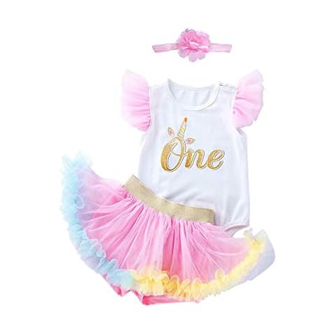 Leideur 1st Birthday Outfit Girl Tutu Skirt(Skorts) Bodysuits Baby Costumes 1 Year Old Girl Gifts (9-12 Months, Multicolor) Cover