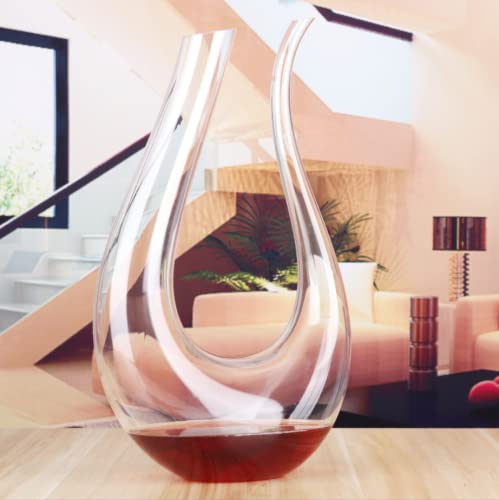 Smaier 1,5L Aerador de vinho clássico em forma de U, acessórios para vinho, 100% cristal sem chumbo,