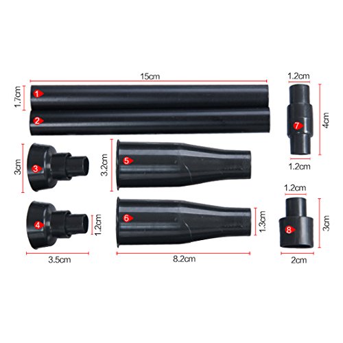 sourcing map Schwarzer Kunststoff 4 Formen Wasserfall Brunnen Düsenkopf Set für Gartenteich Aquarium