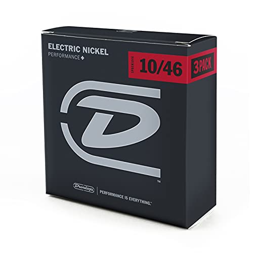 Jim Dunlop 3Pden1046 Nickel Wound Electric Guitar Strings, Medium, .010–.046, 3 Sets/Box #TOP2