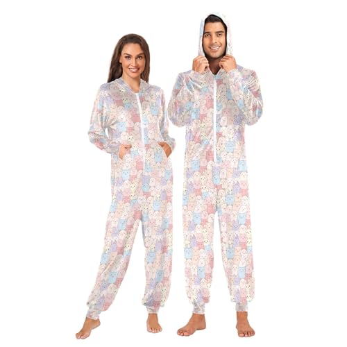 Wudan Pijama enterizo para adultos con capucha, disfraz de Halloween, lindos conejos, cerdos, ropa de dormir, Lindos conejos, S