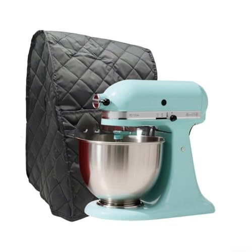 Funda para batidora de pie a prueba de polvo con bolsillo organizador grande para electrodomésticos de cocina, protector acolchado impermeable en color negro (es negro)