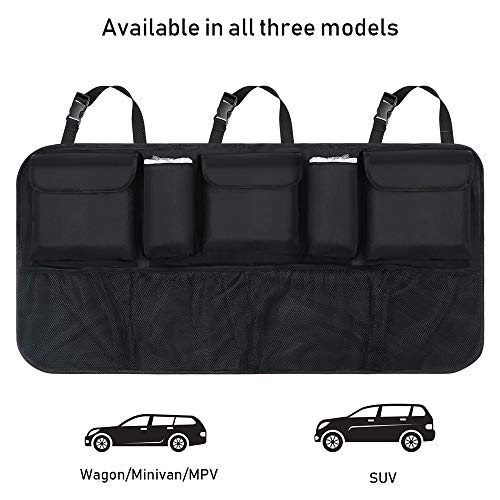 URAQT Kofferraum Organizer Auto, Aufbewahrungstasche, Kofferraumtasche , Wasserdichten Taschen mit Starkes Elastisches Netz und Klettverschluss für SUV, Schwarz (2-M)