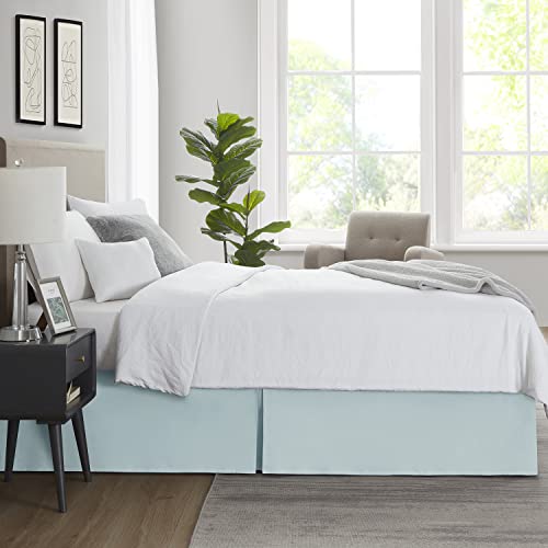 Image of Nestl Light Baby Blue Twin Bed Skirt - Twin Size Bed Skirt 14 Inch Drop - Brushed Microfiber Bed Skirts - Hotel Quality Pleated Bed Skirt - Shrinkage & Fade Resistant
