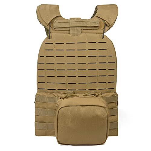 Leisontac 1000D Tactical Vest, Modular Weighted Vest For Endurance Training With Quick Release System And Fully Adjustable (Coyote Tan) #TOP2