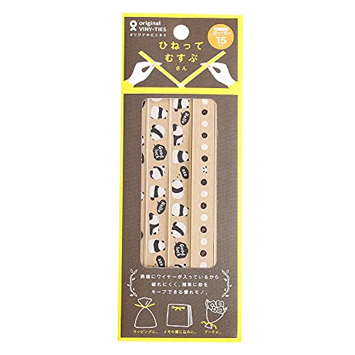 ビニタイ ひねってむすぶさん パンダ柄 12mm x 15cm 15本入り 共和 ラッピングタイ リボン クラフト 包装用