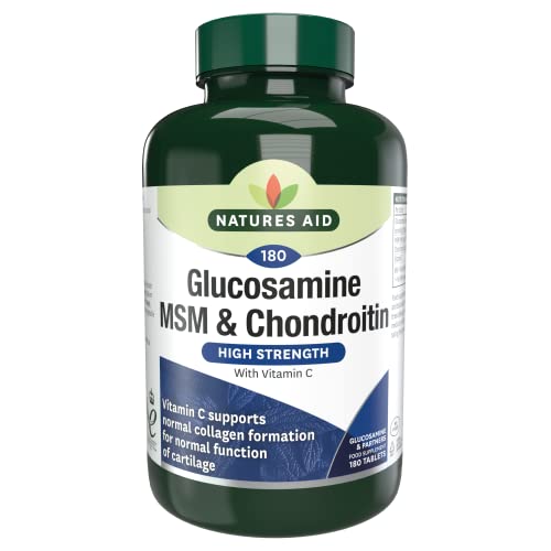 Natures Aid Glucosamine, MSM and Chondroitin with Vitamin C, 180 Tablets