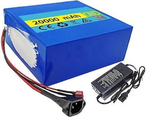 Batería de Iones de Litio para Bicicleta eléctrica BMS incorporada y con Cargador 60V 20Ah 16S4P Ideal para Motor de Bicicleta eléctrica de 200-1500 W XT90 Plug,UK