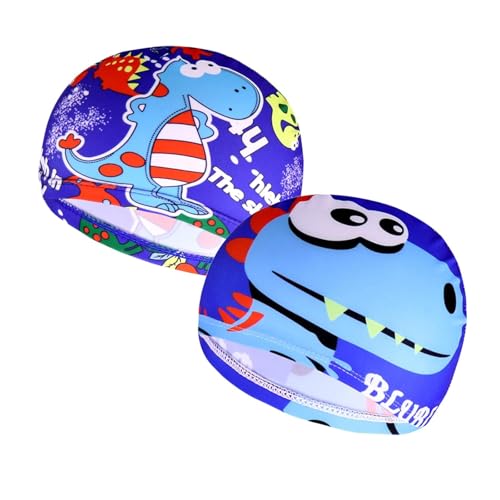 2-Pack Swimming Caps Cute Cartoon Swim Caps, Soft Elastic Polyester, Comfortable for Pool, Swim Lessons & Beach
