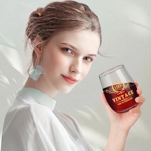 Tecanne 60th Birthday Gifts for Women, Vintage Style 15oz Stemlesss Wine Glass, Birthday Glasses Wine Accessories for Wine Lovers, Retirement Gifts for 60 Year Old Woman - Image 2