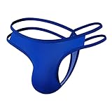iixpin G-String Tanga Herren Sexy Slip Höschen Shorts Unterhose Ausbuchtung Jockstrap Bikini Thong Trunks Stretch Männer Erotik Dessous Unterwäsche Blau M
