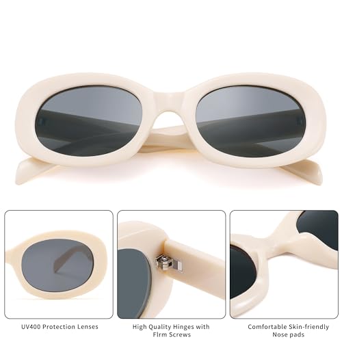 Pro Acme Trendy Oval Sunglasses,Retro Chunky Thick Frame UV400 Protection Shade Glasses for Women Men4