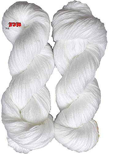 Image of M.G ENTERPRISE M.G 3 ply White (400 gm) Wool Hank Hand Knitting Wool /Art Craft Soft Fingering Crochet Hook Yarn, Needle Knitting Yarn Thread Dyed (White 3 ply - 400 gm)