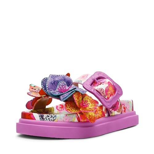 Betsey Johnson Womens Lorayne Slide Sandal White Multi 9