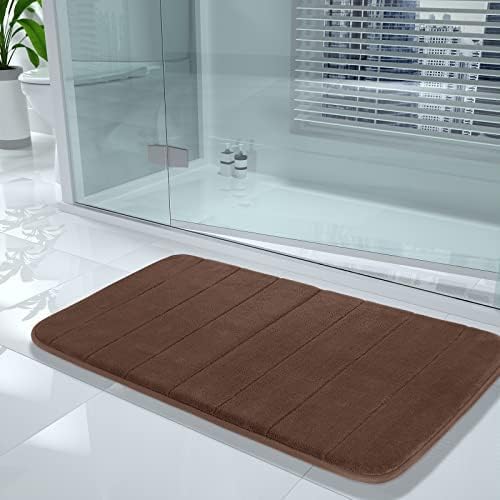 Yimobra Brown Bath Mat, Super Soft Absorbent Memory Foam Bathroom Rug Non Slip, Quick Dry, Machine Washable Floor Carpet for Tub Shower, Home Decor Accessories, 24x17 - Image 7