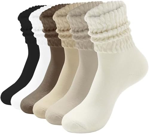 HAVE A TREE Women's Slouchy Crew Socks White Cushioned Scrunch Bo...