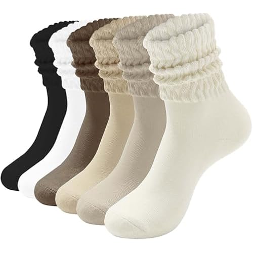 HAVE A TREE Women's Slouchy Crew Socks White Cushioned Scrunch Boot Sock