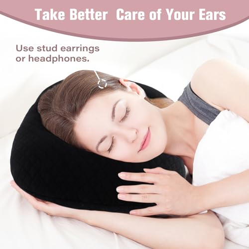 Ear Piercing Pillow for Side Sleepers, Ear Pillows with Holes for Pain, Earring Inflammation Pressure Sores, Cotton Earring Pillow for CNH Side Sleepers