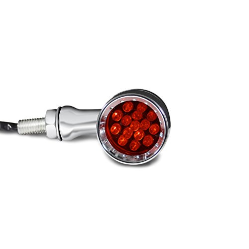 Senkauto Motorcycle Bullet 20 LED turn Signal Light Blinker (Red Light, Chrome) - Thumbnail 4