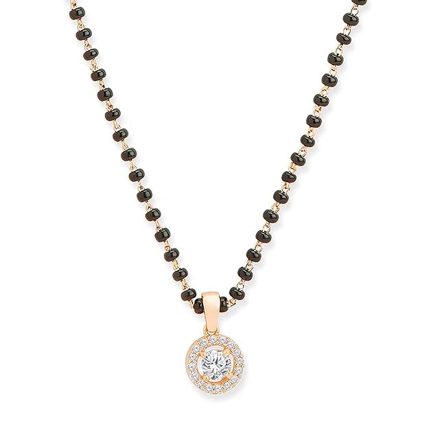 fashion accessories Womens American Diamond Gold Plated Mangalsutra Pendant with Single Chain and Earrings (B081P7VSBT) Amazon Price History, Amazon Price Tracker