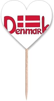 Demark National Flag Red Pattern Toothpick Flags Heart Lable Cupcake Picks