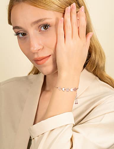 Woworama Love Heart Bracelets For Women Rose Gold Slider Bracelet Adjustable Dainty Heart Bolo Strand Bracelet Valentine's Day Jewelry Gift For Her #TOP1