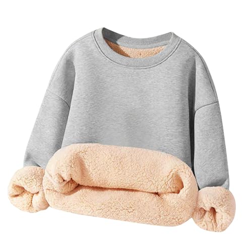 Girls Cotton Tops Sweatshirts Kids Long Sleeve Hoodies Pullover Crew Neck Sherpa Thick Shirt Fleece Lined Warm Hoodie3