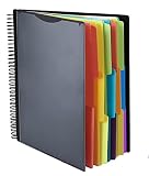 HABGP 24 Pocket Plastic folders with Pockets, 12 Colors Multi Pocket Folder Binder with Dividers, Of
