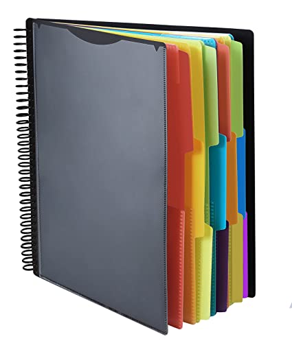 Habgp 24 Pocket Plastic Folders With Pockets, 12 Colors Multi Pocket Folder Binder With Dividers, Office Organizer Folder Letter Size School Supplies #TOP5