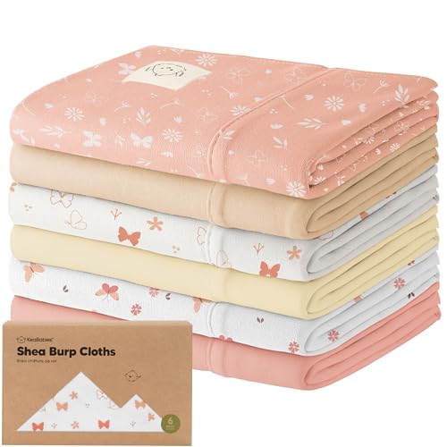 Image of Organic Burp Cloths Baby Girl, Boy - 6-Pack Large Baby Burp Cloths, Super Absorbent Burping Cloths for Babies, Soft & Plush Cotton Burp Cloth, Spit Up Burp Rags, Newborn Burp Clothes (Butterflies)