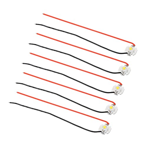 PATIKIL 0.6' LED Chip Bulb, 5 Pack 350mA 1W Aluminum Substrate COB Light Beads Light with Wire for DIY Lighting Fixtures, Warm White 2800-3500K