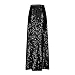 Women's Sequins Sparkly Long Skirts High Elastic Waist Glitter Sparkle A Line Maxi Skirt Concert Party Club Skirt Black XXL
