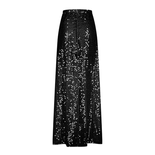 Sequins Skirt for Women Sparkly High Waist Maxi Skirts Shiny Glitter A-Line Flowy Long Skirt for Night Out Party3