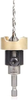 Amana Tool 82 Degree Countersink with Tapered Drill Bit and Adjustable Depth Stop, 55154, 1/2 D x 11/64 Drill D x 1/4 Inch Quick Release Hex Shank