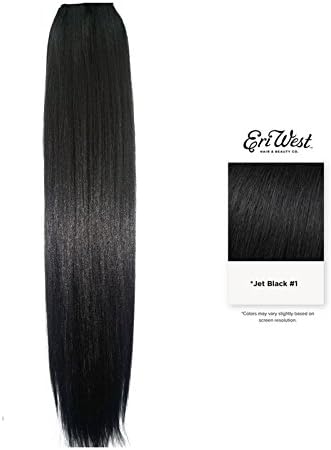 Eri West Clip-in Invisible Ponytail Extension Futura Fiber Ponytail 120g - Yaki Straight 22" Jet Black